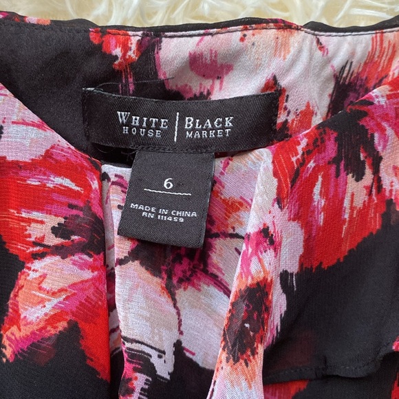 White House Black Market Pink Floral Sleeveless Chiffon Dress. Size 6 - Picture 2 of 4